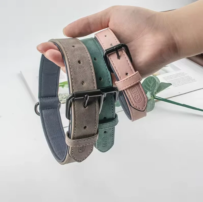 Collar para perro de piel sintética de doble capa de primera calidad: logotipo y color personalizados en relieve, hebilla ajustable con diseño de rodillo, collar de lujo para perros pequeños, medianos y grandes., image 4