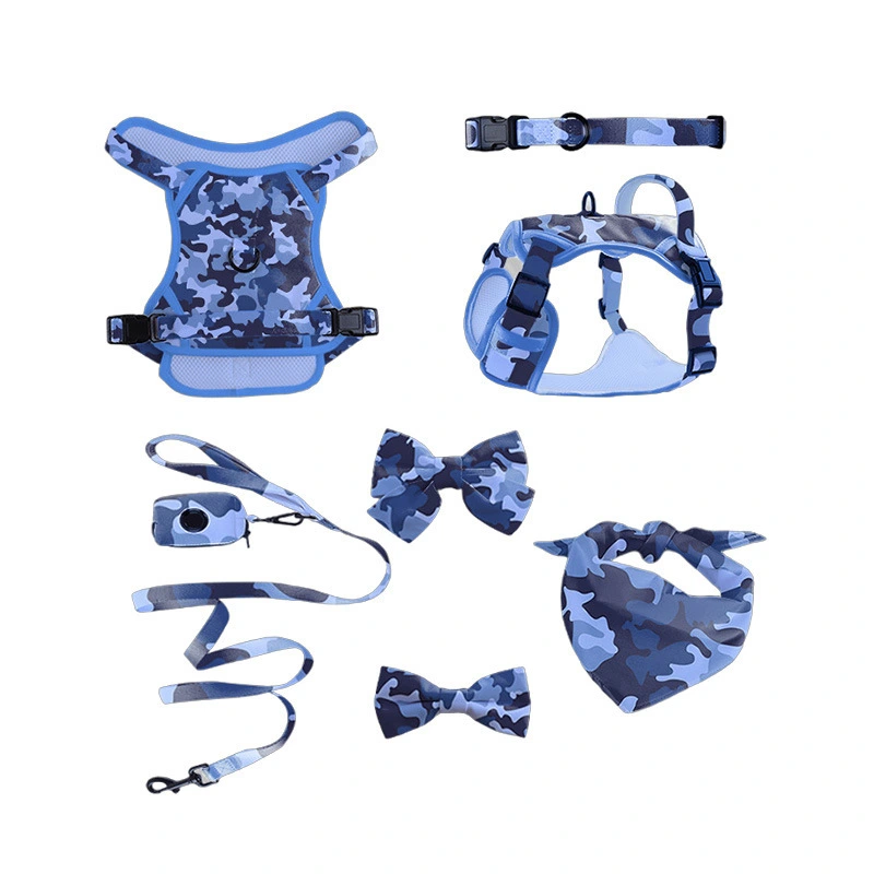 Blue Camouflage Print Dog 7 Piece Set