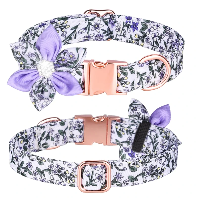 PAIRUIPETS Collier pour chien réglable imprimé fleur avec nœud papillon et boucles en métal, image 5