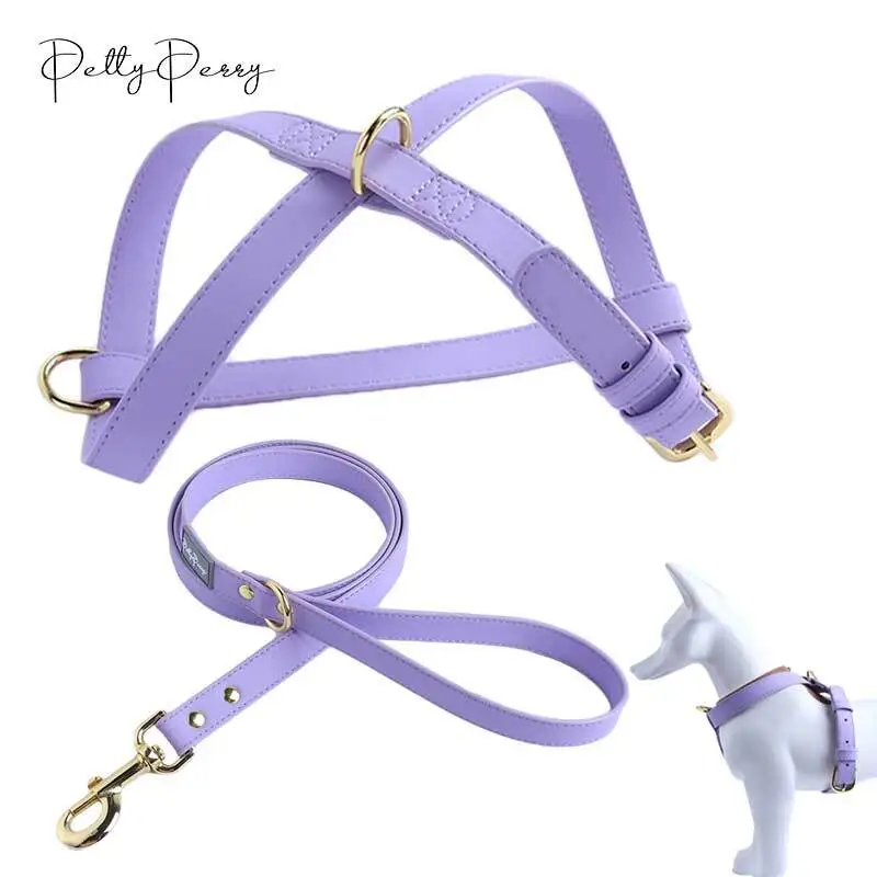 Arnés de cuero vegano para perros pequeños, diseño personalizado de lujo, correa de cuero para perros pequeños y grandes &, conjunto de collar