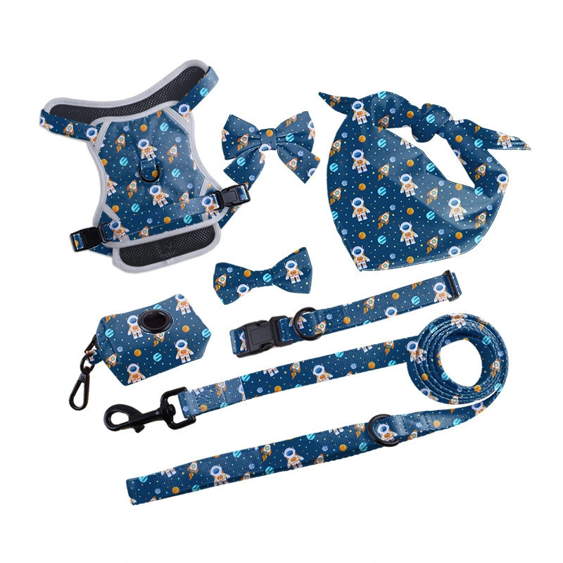 Blue Space Pattern Print Dog 7 Piece Set