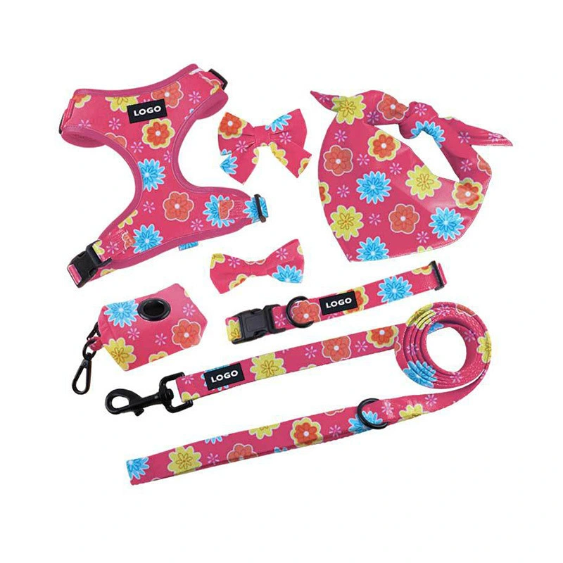 Pink Flowers Dog 7 Piece Set