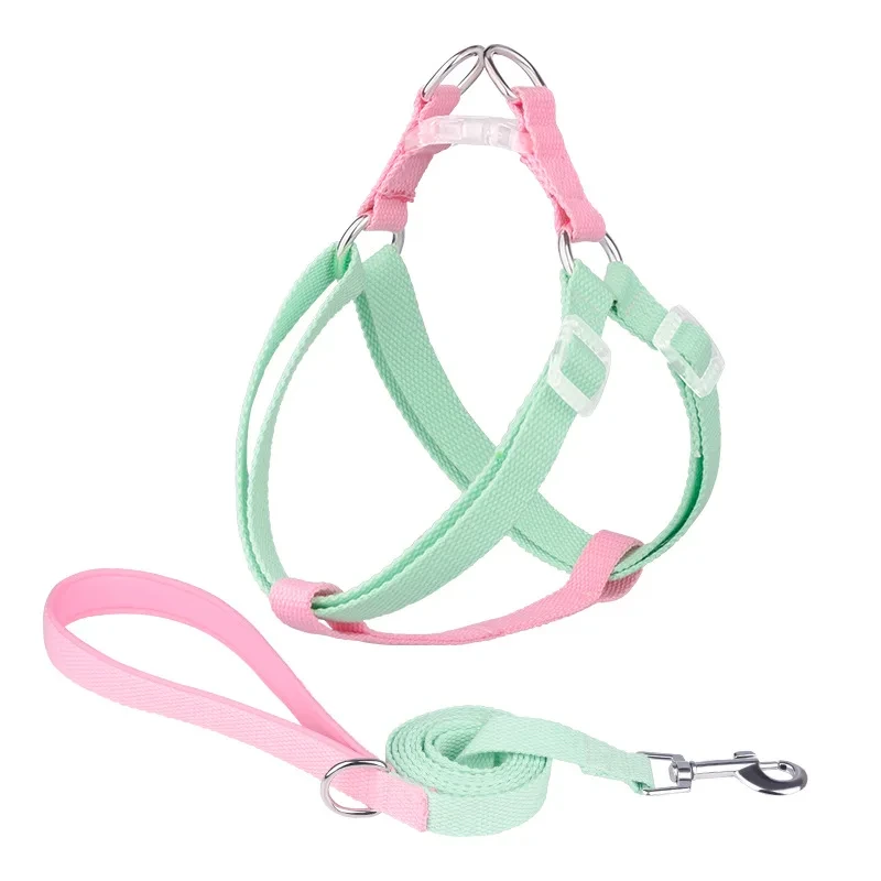 Harnais de luxe en Nylon pour animaux de compagnie, couleur Macaron, Simple, Durable, r&eacute;glable, confortable, fournitures pour animaux de compagnie, vente en gros