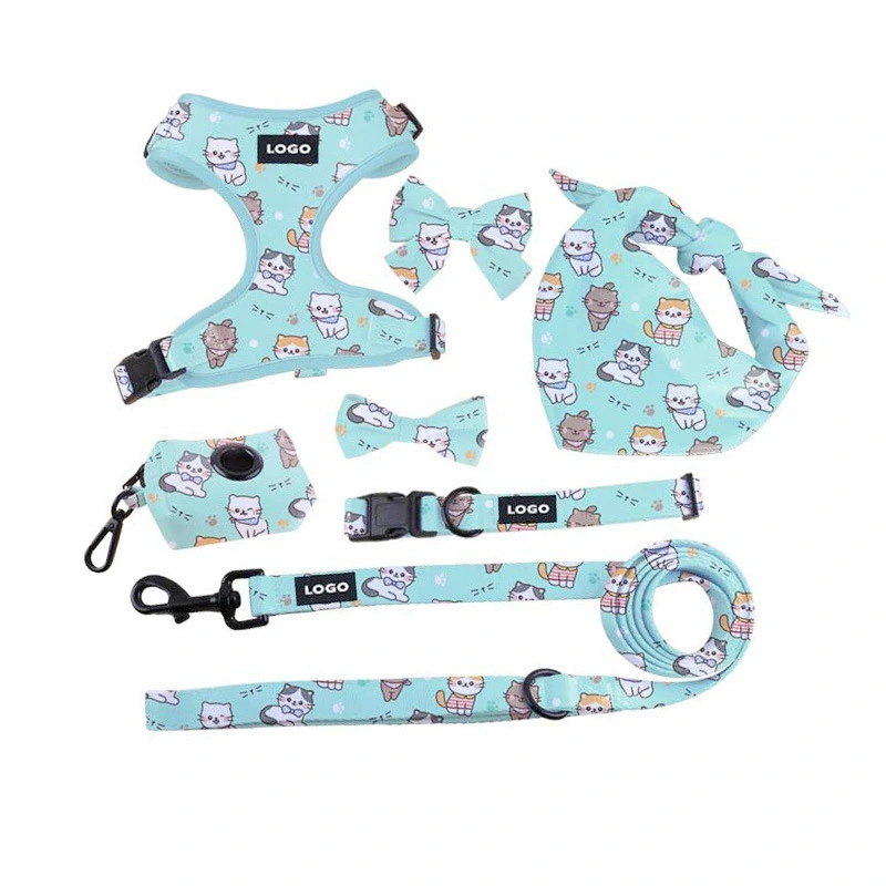 Blue Cute Cats Dog 7 Piece Set